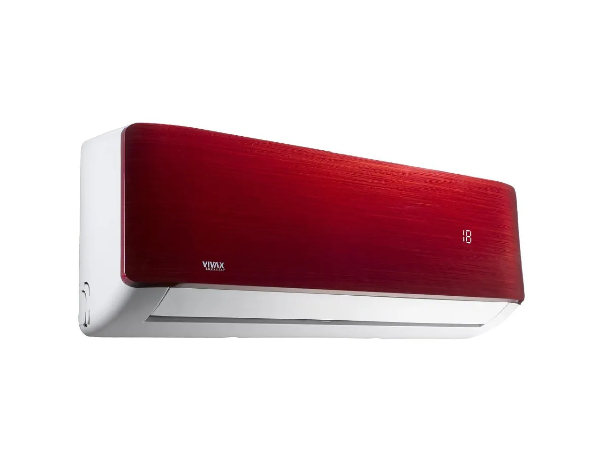 Poza bloc interior din partea stinga Vivax Inverter R32 R-Design 12000 BTU Red