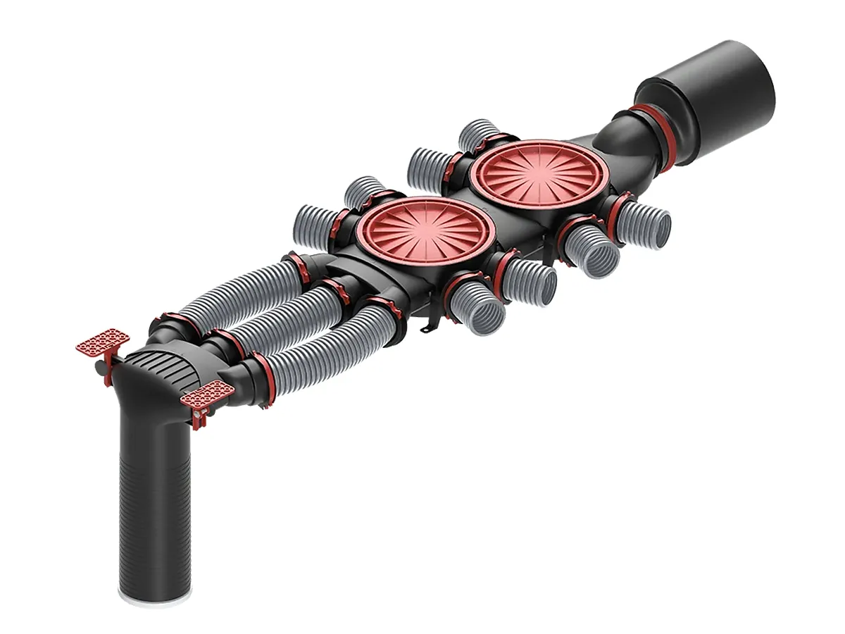 Posibilitatea de conectare a conductelor la cutia de distribuție HEATPEX ARIA CONNECT